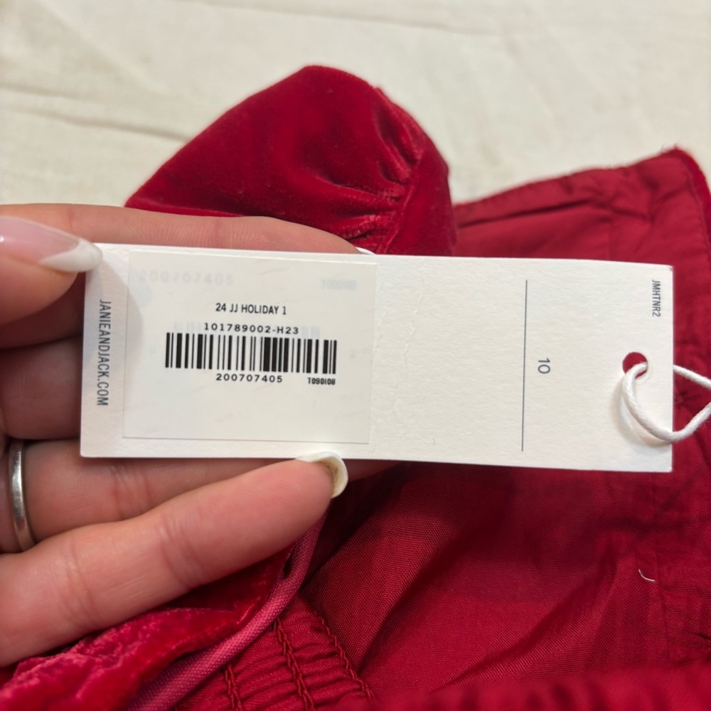 Brand new with Tags Janie and Jack The Velvet Smocked Dress Red Size 10 - Picture 11 of 13